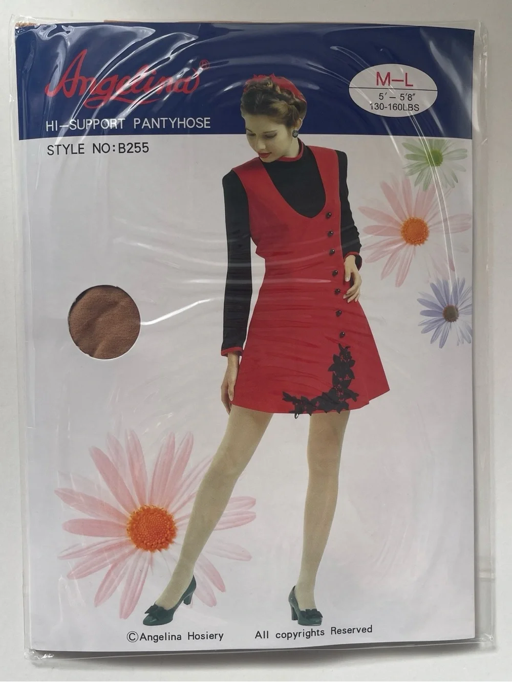 Angelina Hi-Support Pantyhose - Nude, M-L, (5 pack)